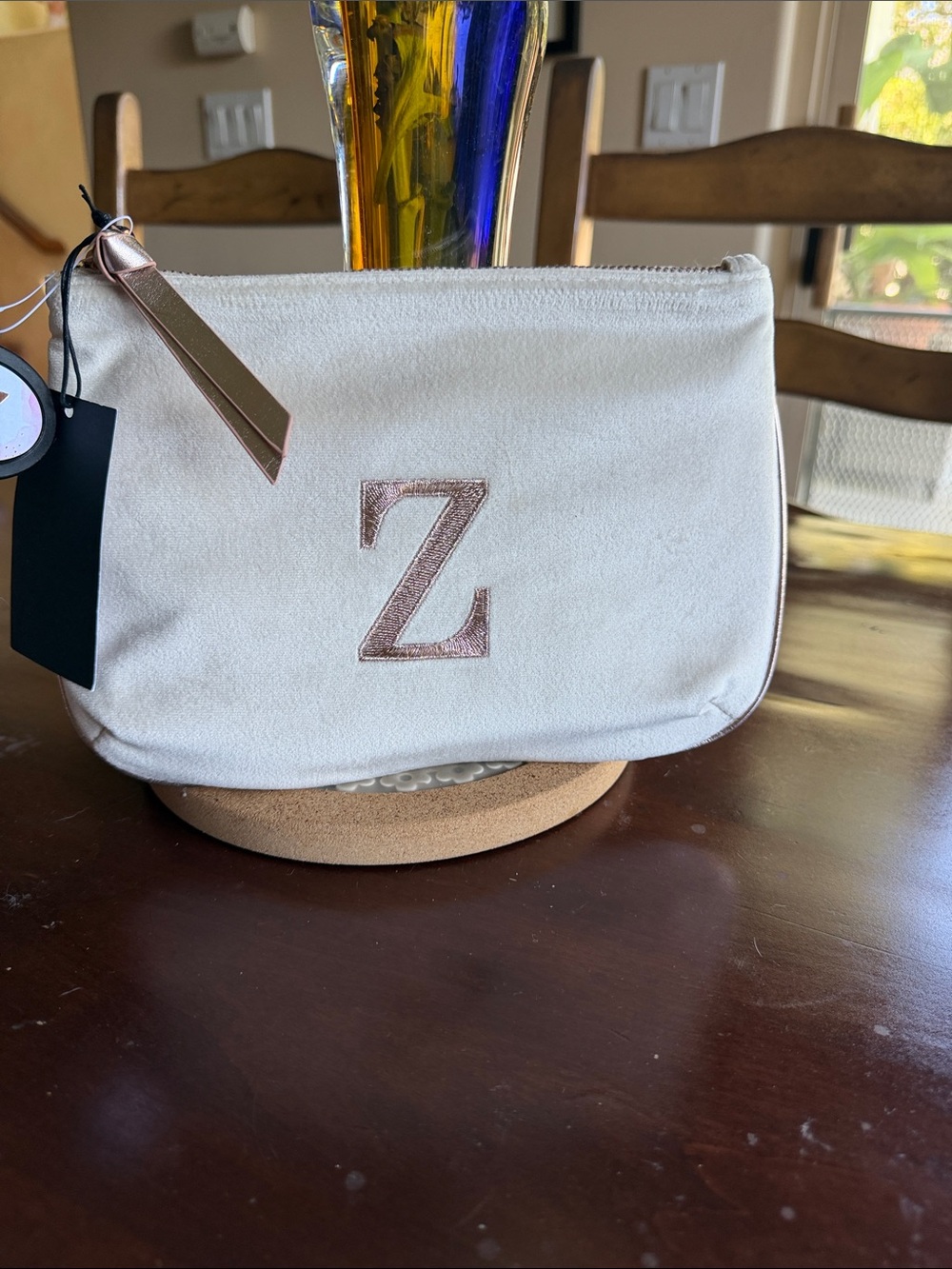Monogram Z Cream velvet Cosmetic Pouch